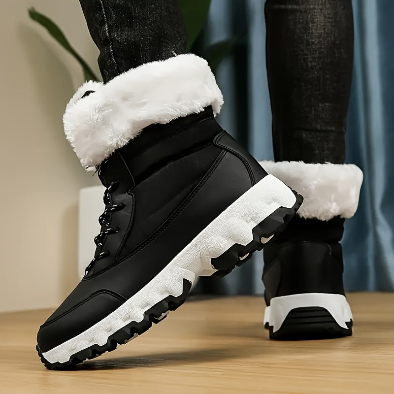 Angela | Elegant Faux Fur Cuff Chunky Sole Snow Boots