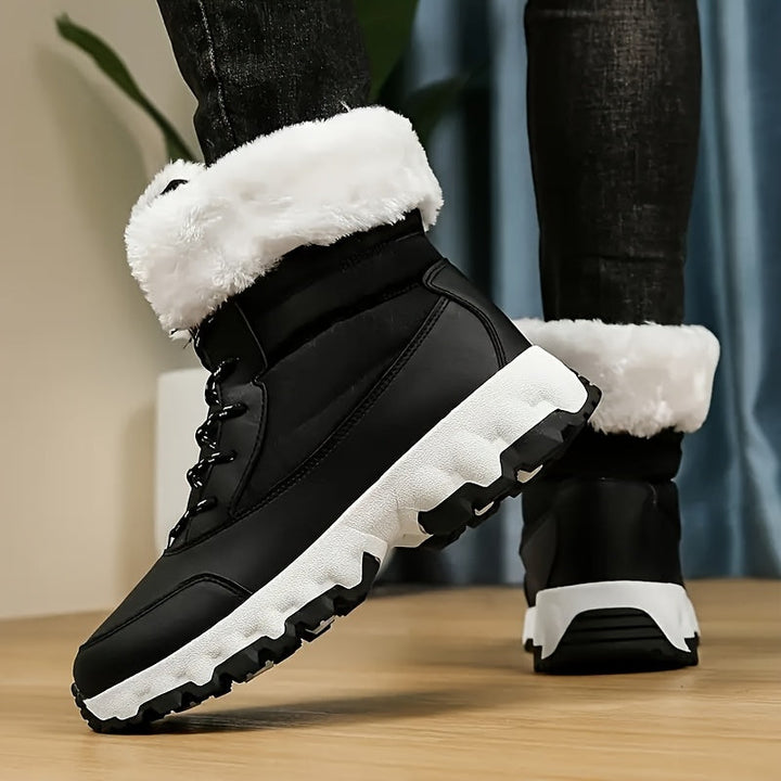 Angela | Elegant Faux Fur Cuff Chunky Sole Snow Boots