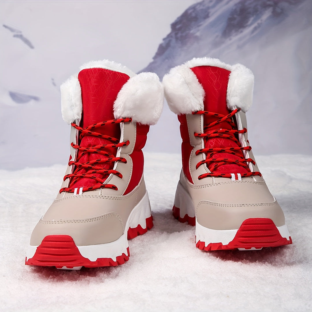 Angela | Elegant Faux Fur Cuff Chunky Sole Snow Boots