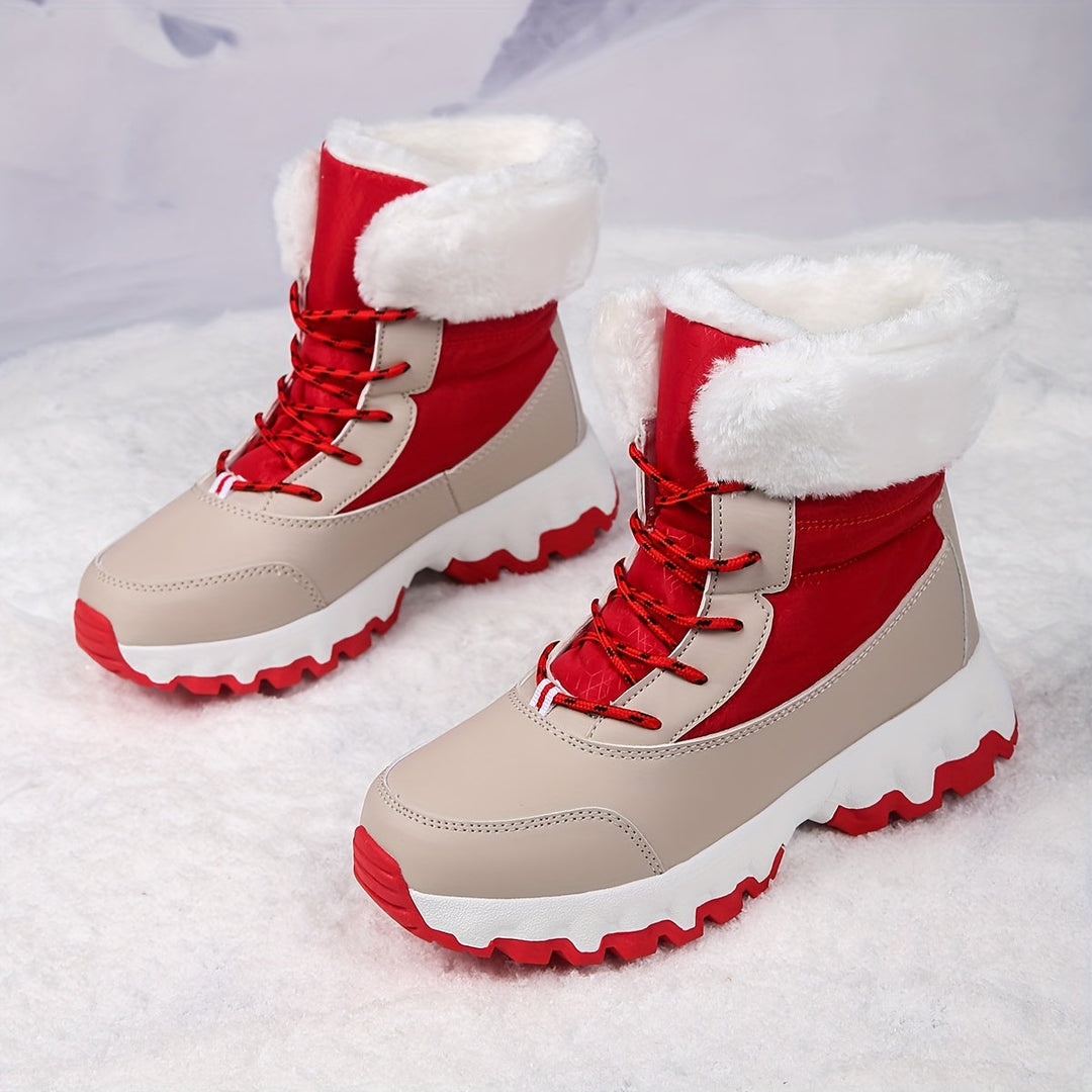 Angela | Elegant Faux Fur Cuff Chunky Sole Snow Boots