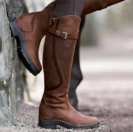 Angela | Polished Buckle Strap Knee High Boots