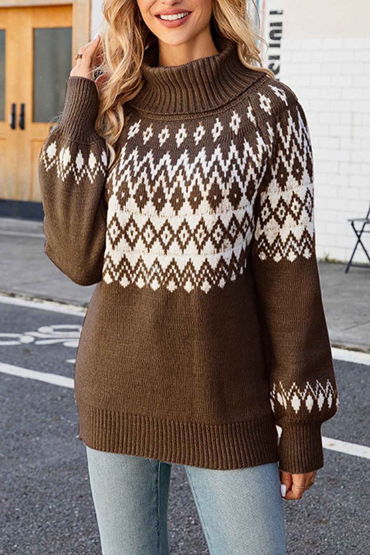Angela | Relaxed Fair Isle Turtleneck Christmas Sweater Women
