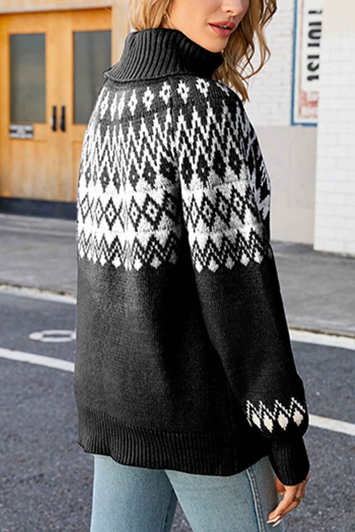 Angela | Relaxed Fair Isle Turtleneck Christmas Sweater Women
