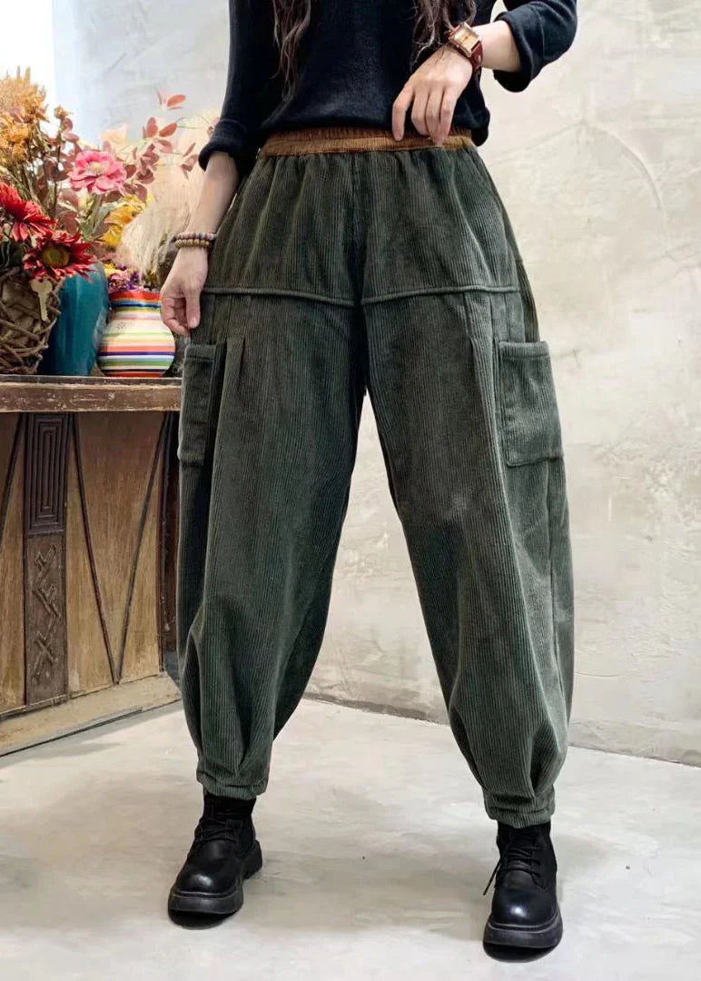 Ann | Elastic Waist Cargo Corduroy Pants