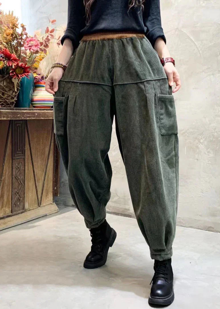 Ann | Elastic Waist Cargo Corduroy Pants