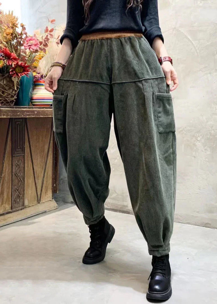 Ann | Elastic Waist Cargo Corduroy Pants