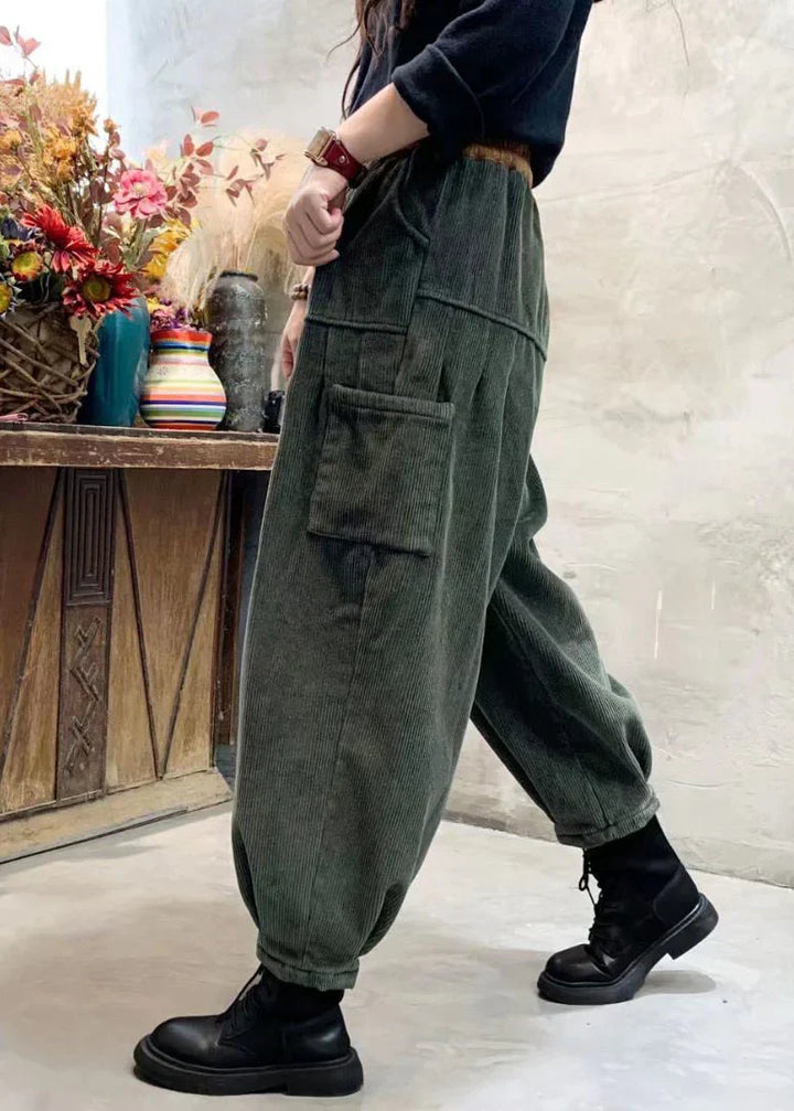 Ann | Elastic Waist Cargo Corduroy Pants