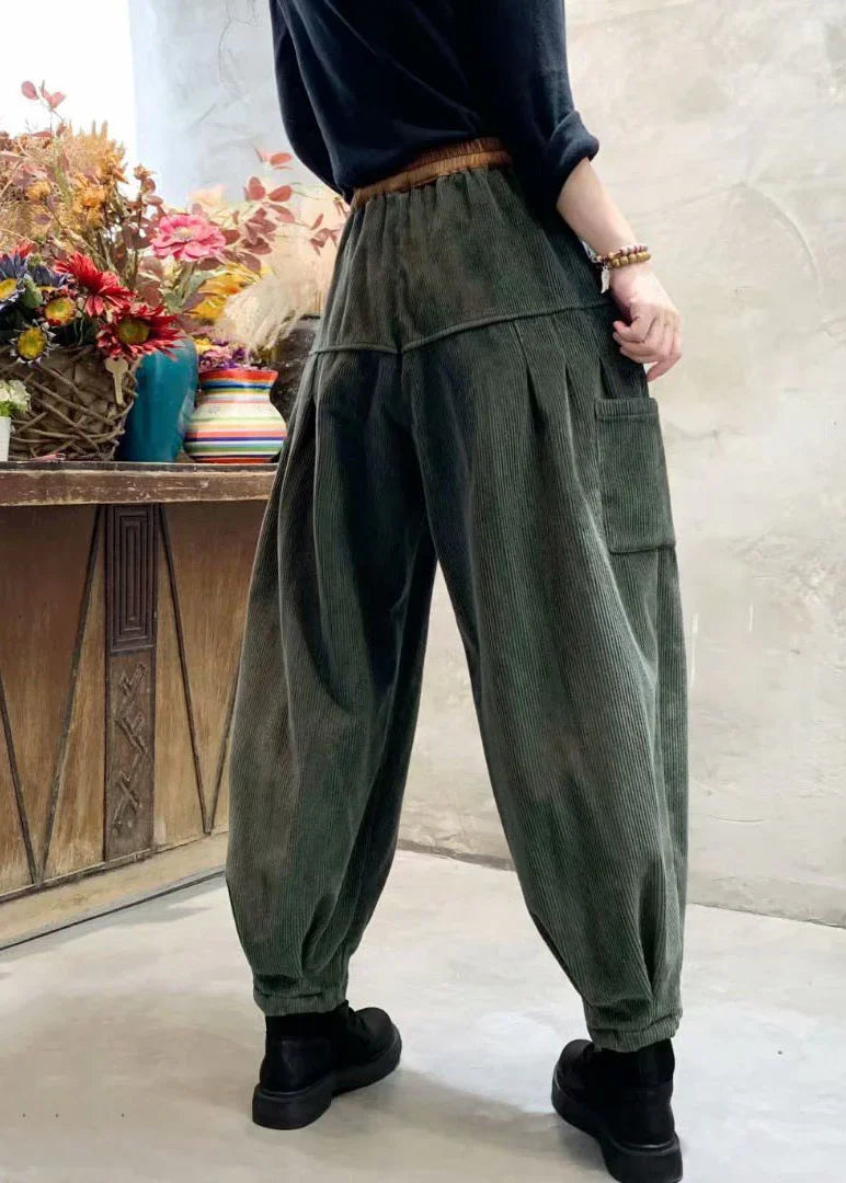 Ann | Elastic Waist Cargo Corduroy Pants