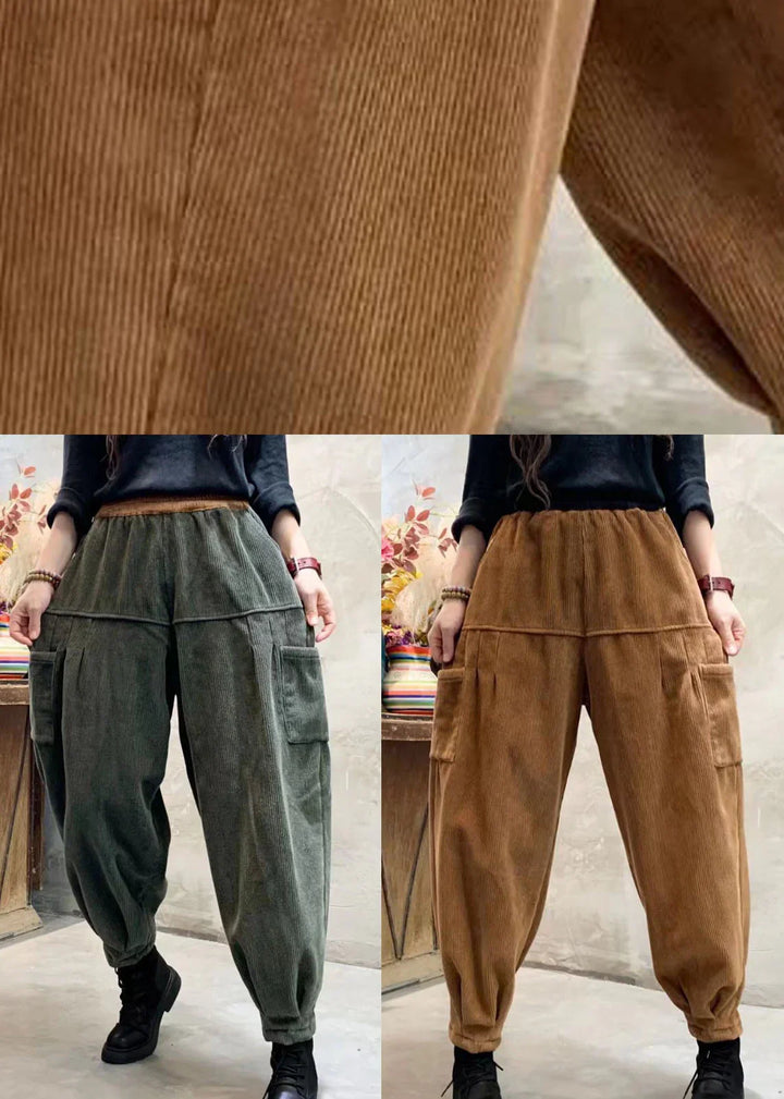 Ann | Elastic Waist Cargo Corduroy Pants