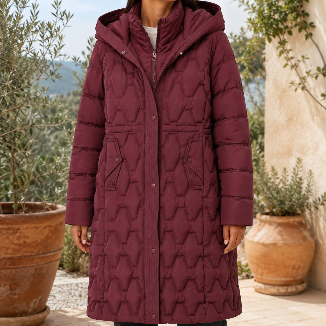 Ann | Polished Longline Hooded Quilted Puffer Jacket