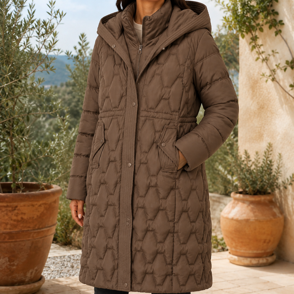 Ann | Polished Longline Hooded Quilted Puffer Jacket