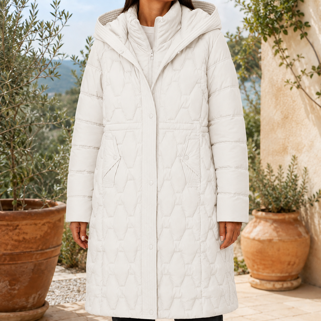 Ann | Polished Longline Hooded Quilted Puffer Jacket