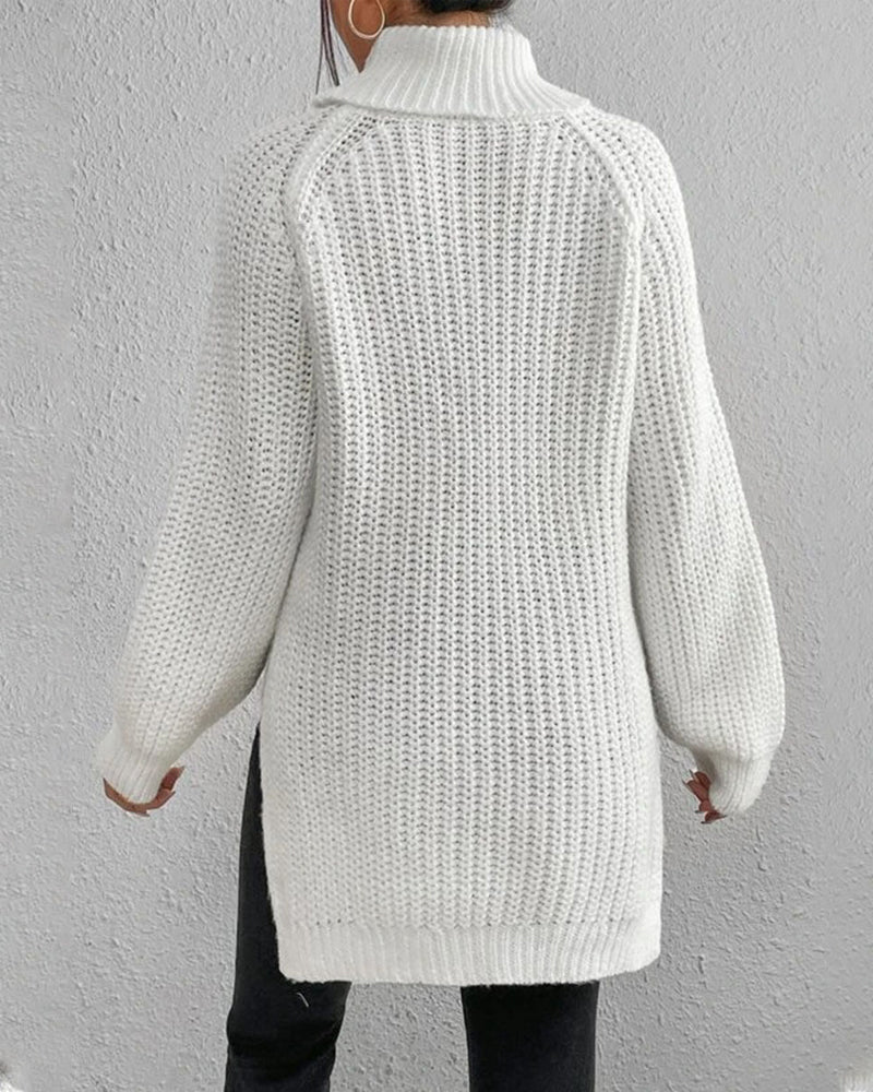 Ann | Sophisticated Ribbed Chunky Knit Turtleneck Sweater