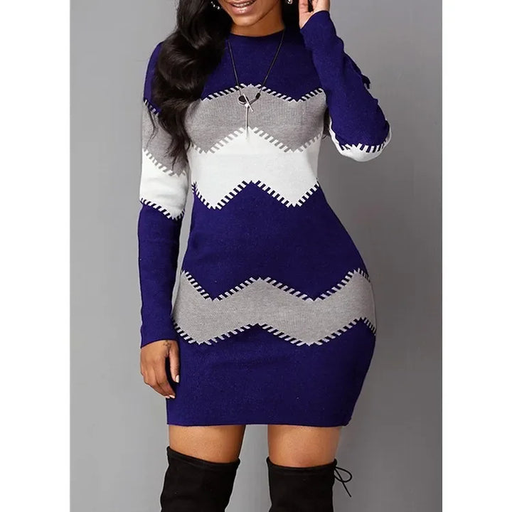 Anna | Classic Chevron Knit Bodycon Sweater Dress