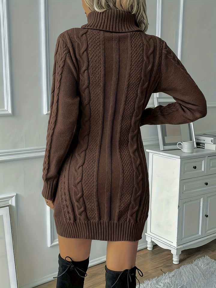 Anna | Cozy Cable Knit Turtleneck Winter Dress