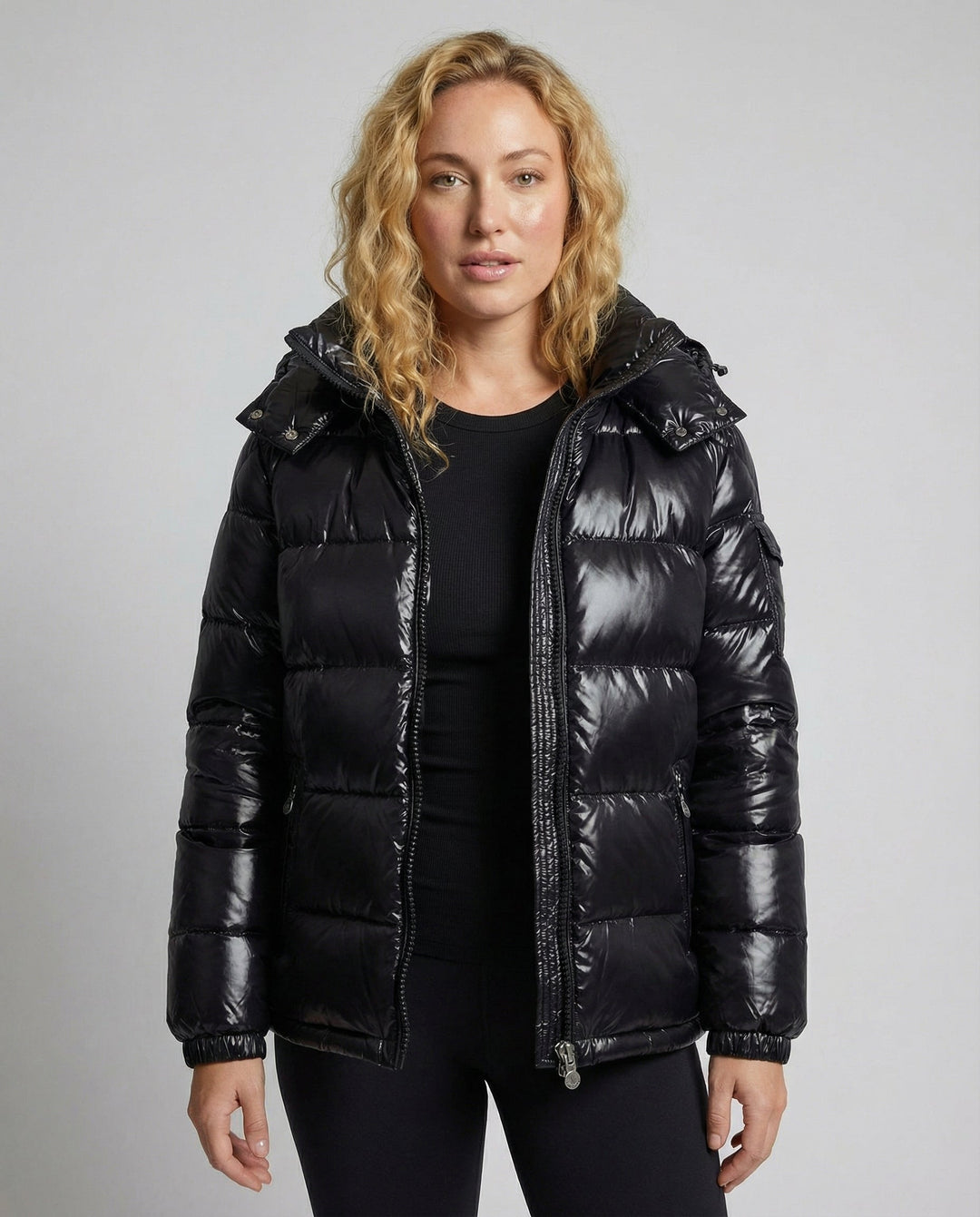 Anna | Cozy Hooded High-Shine Puffer Jacket