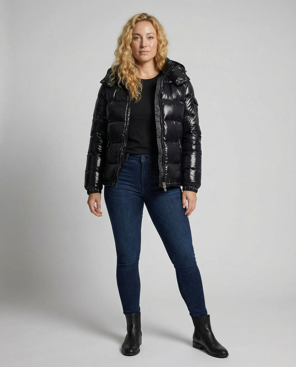 Anna | Cozy Hooded High-Shine Puffer Jacket