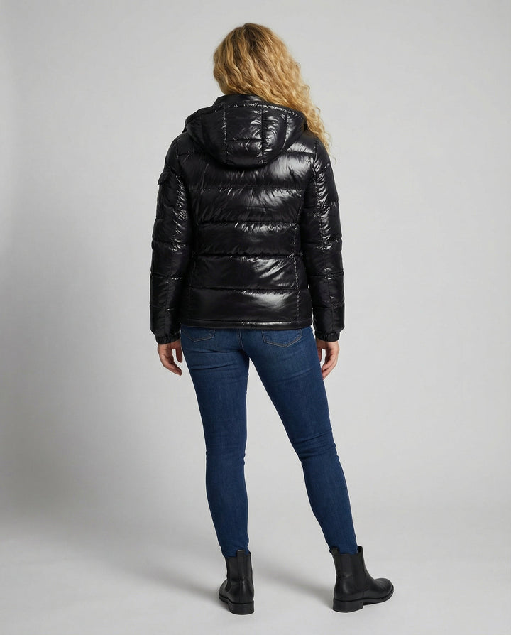 Anna | Cozy Hooded High-Shine Puffer Jacket