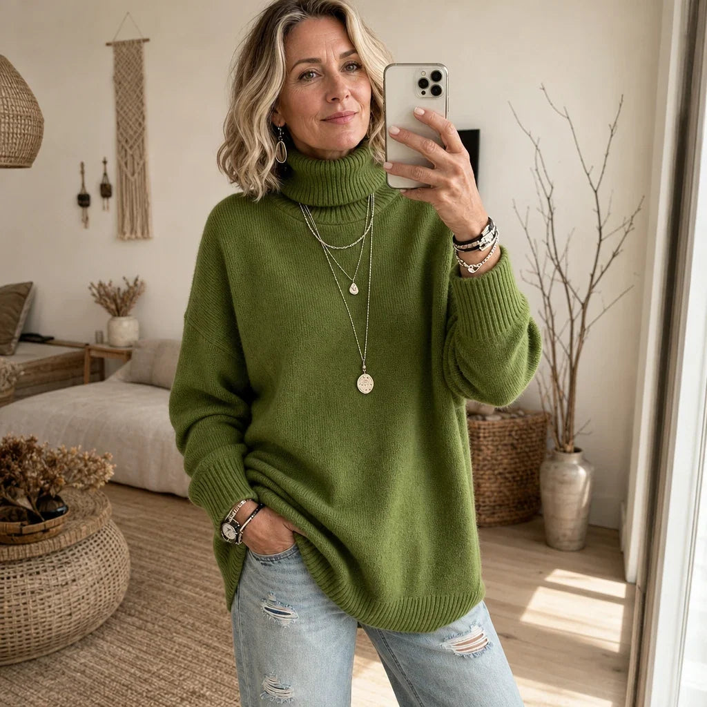 Anna | Polished Oversized Drop Shoulder Turtleneck Sweater