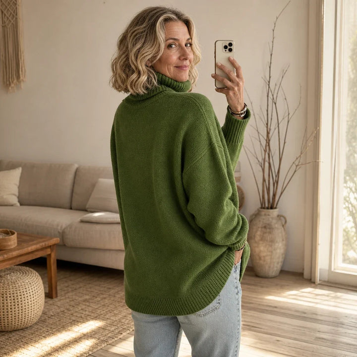 Anna | Polished Oversized Drop Shoulder Turtleneck Sweater