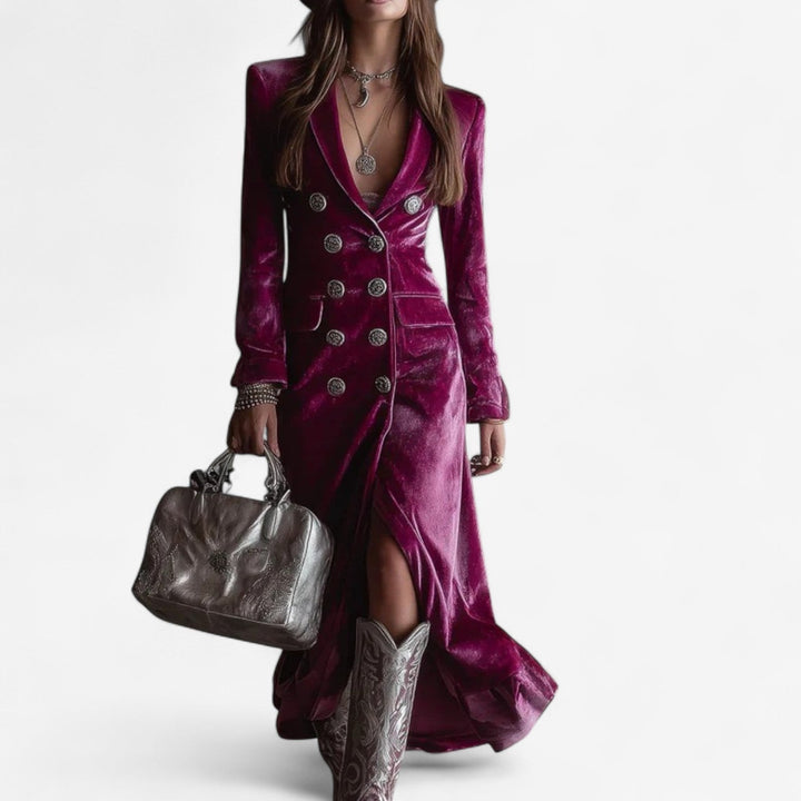 Anna | Stylish Velvet Wrap Fall Wedding Guest Maxi Dress