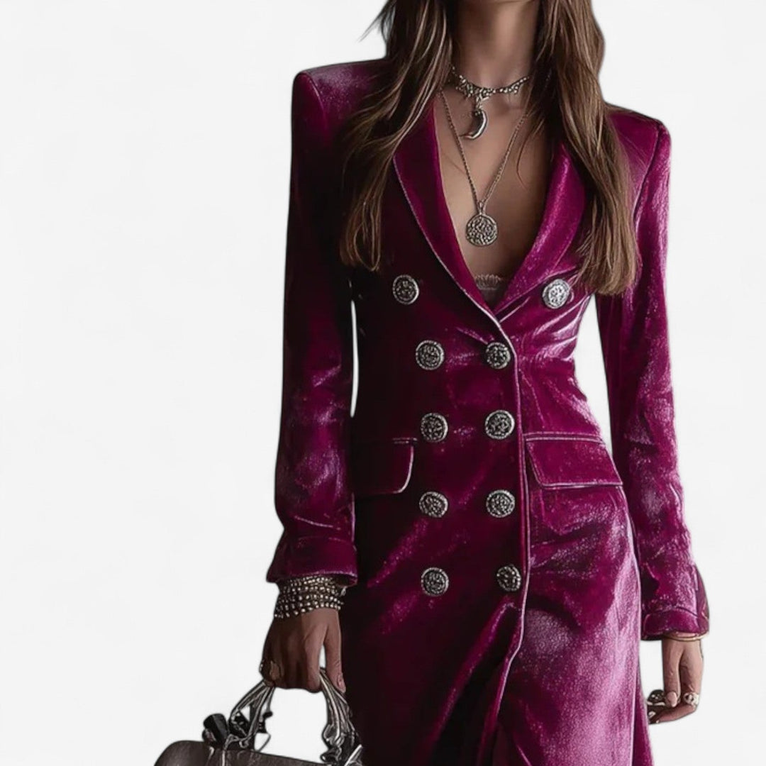 Anna | Stylish Velvet Wrap Fall Wedding Guest Maxi Dress