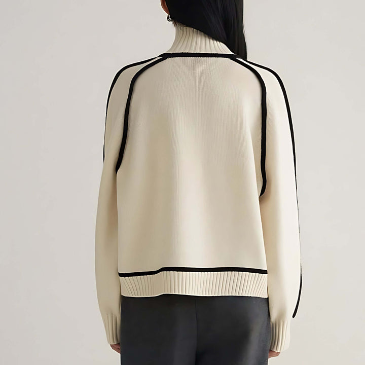 Ashley | Contrast Trim Long Sleeve Turtleneck Sweater