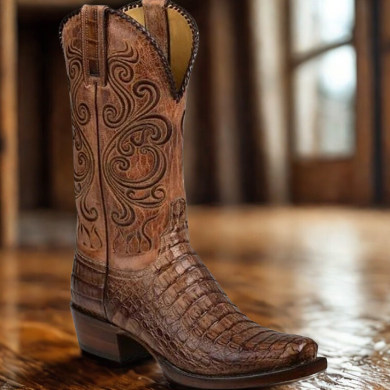 Ashley | Square Toe Embossed Western Cowboy Boots