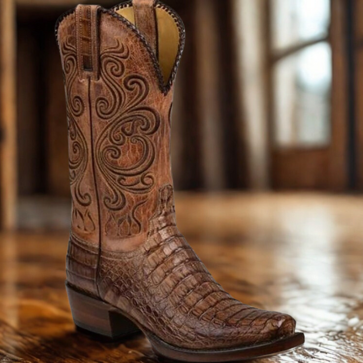 Ashley | Square Toe Embossed Western Cowboy Boots