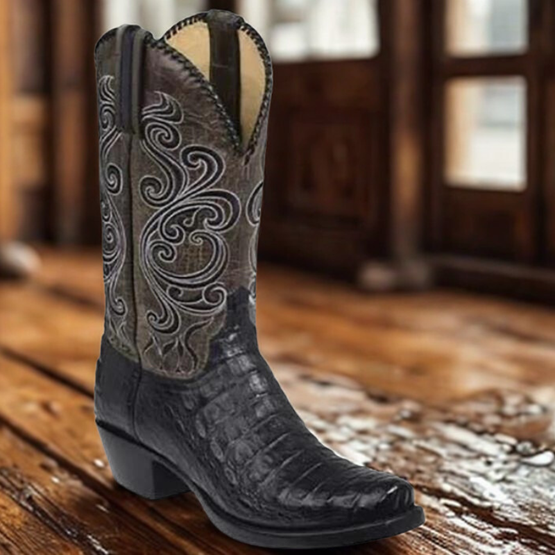Ashley | Square Toe Embossed Western Cowboy Boots