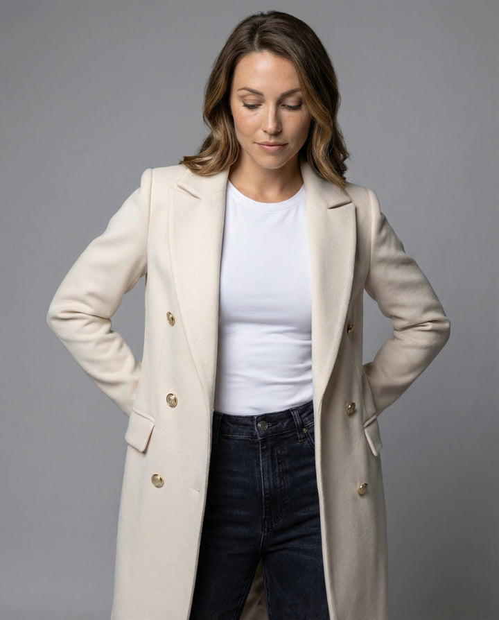 Ashley | Stylish Double Breasted Camel Coat Long Trench