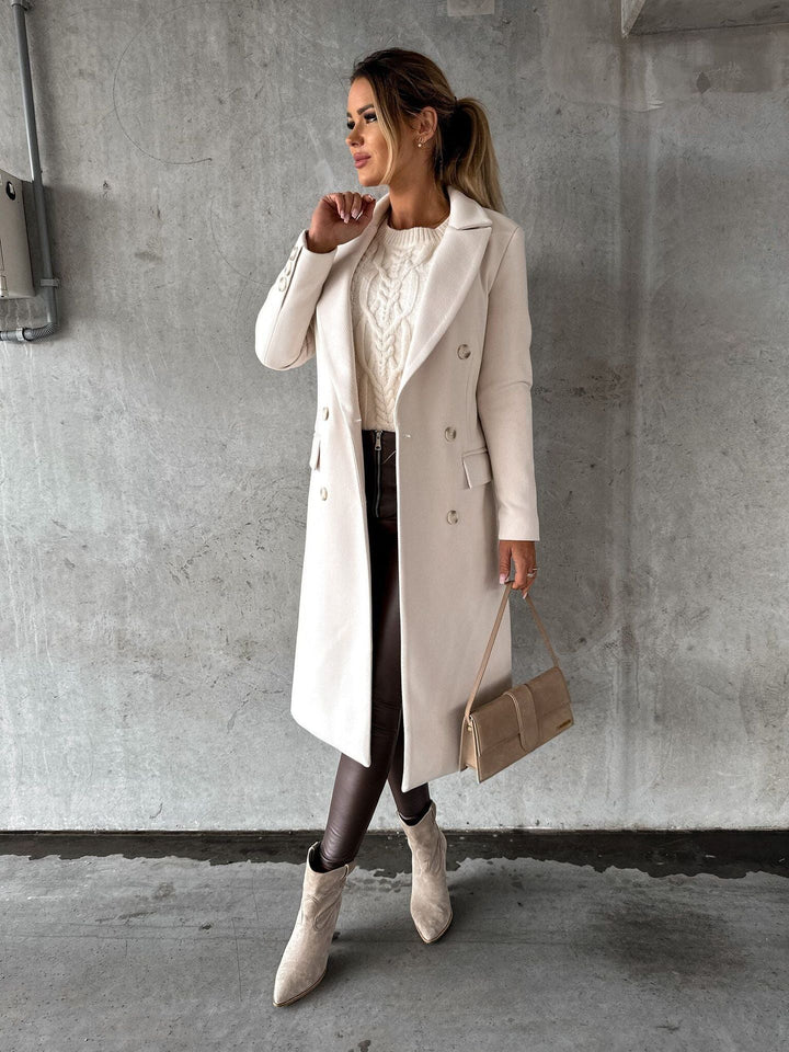 Ashley | Stylish Double Breasted Camel Coat Long Trench