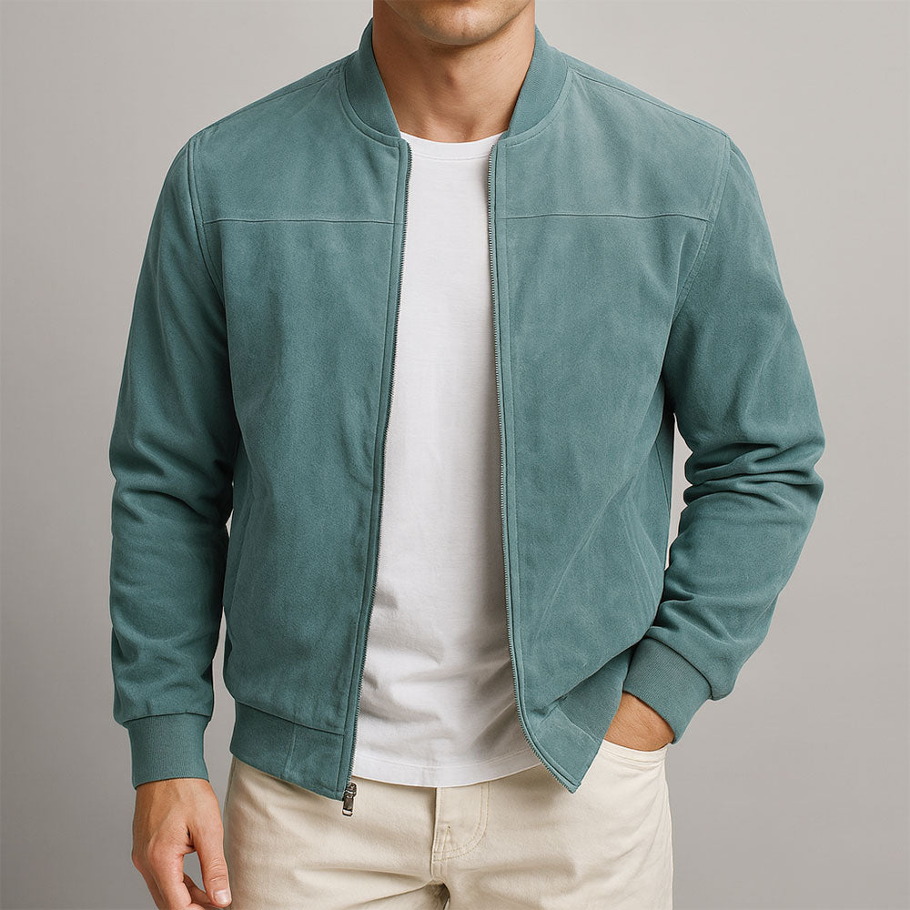 Austin | Classic Zip-Front Suede-Look Bomber Jacket