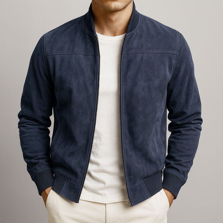 Austin | Classic Zip-Front Suede-Look Bomber Jacket