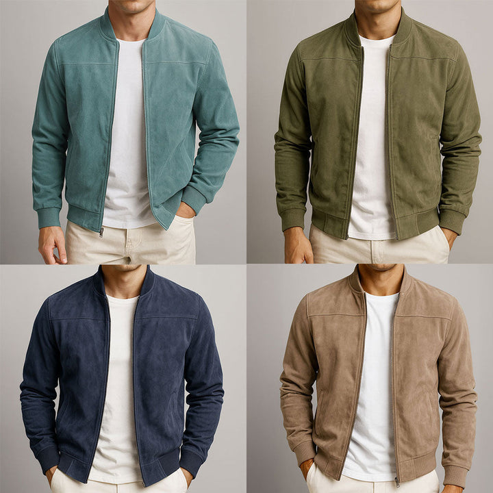 Austin | Classic Zip-Front Suede-Look Bomber Jacket