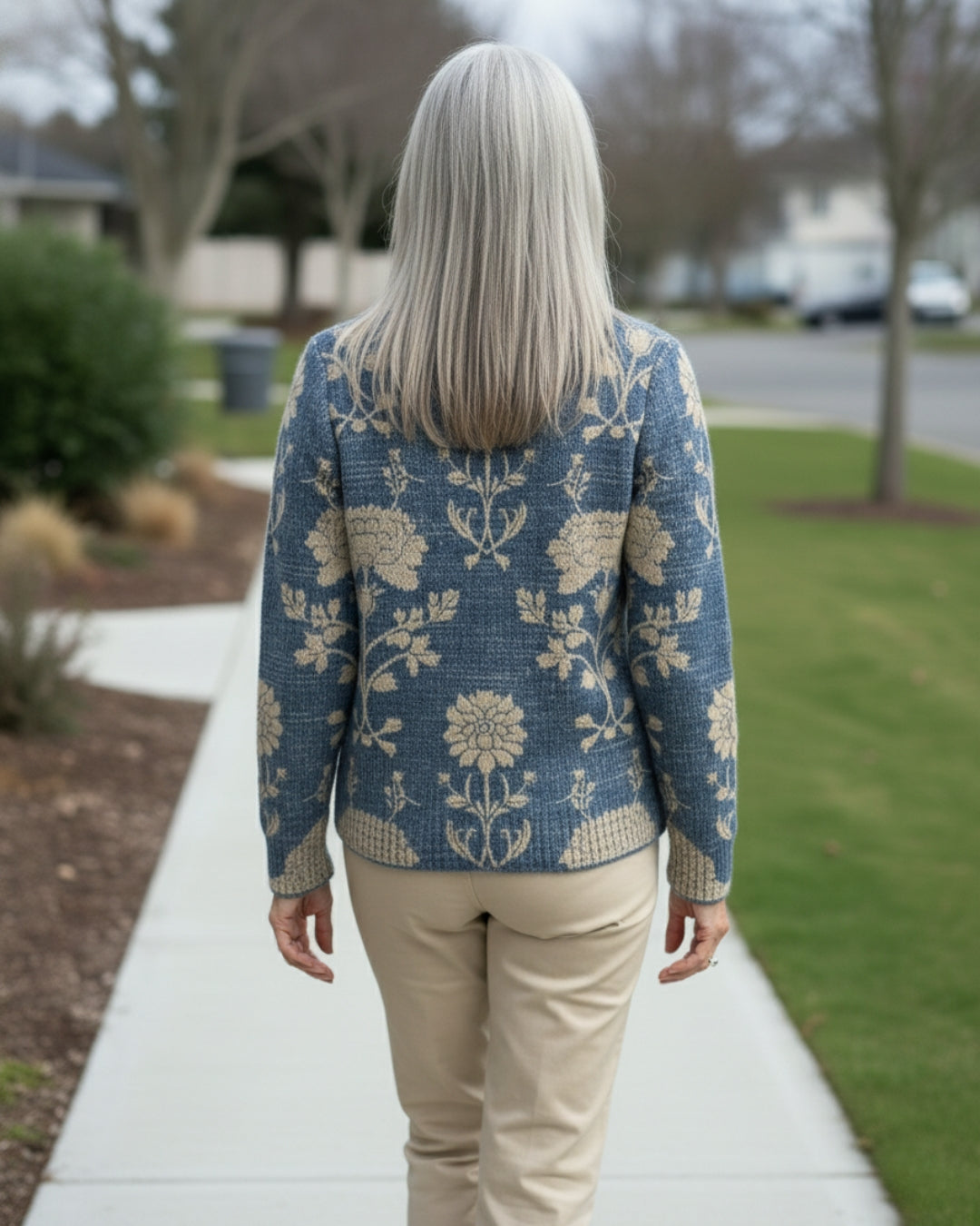 Ava | Classic Floral Long Sleeve Turtleneck Sweater