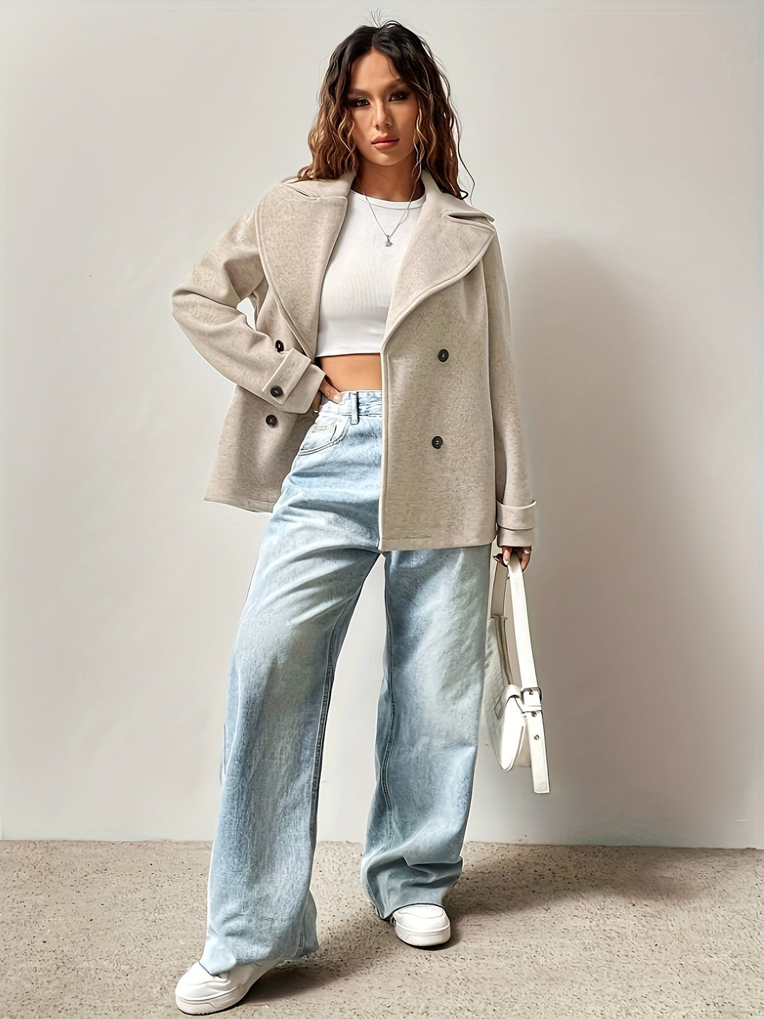 Ava | Polished Oversized Double Breasted Pea Coat