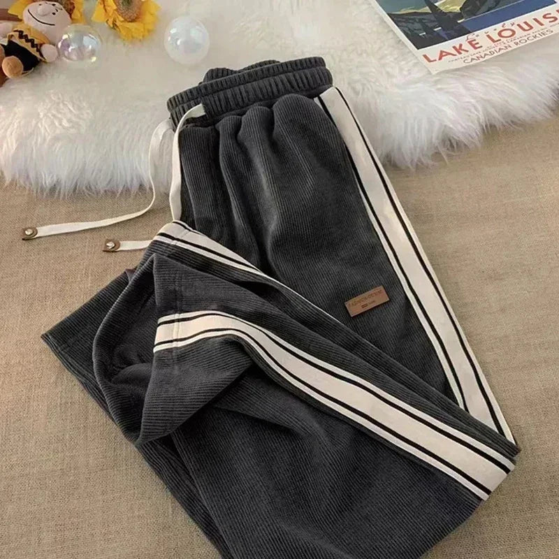 Ava | Striped Wide Leg Corduroy Pants