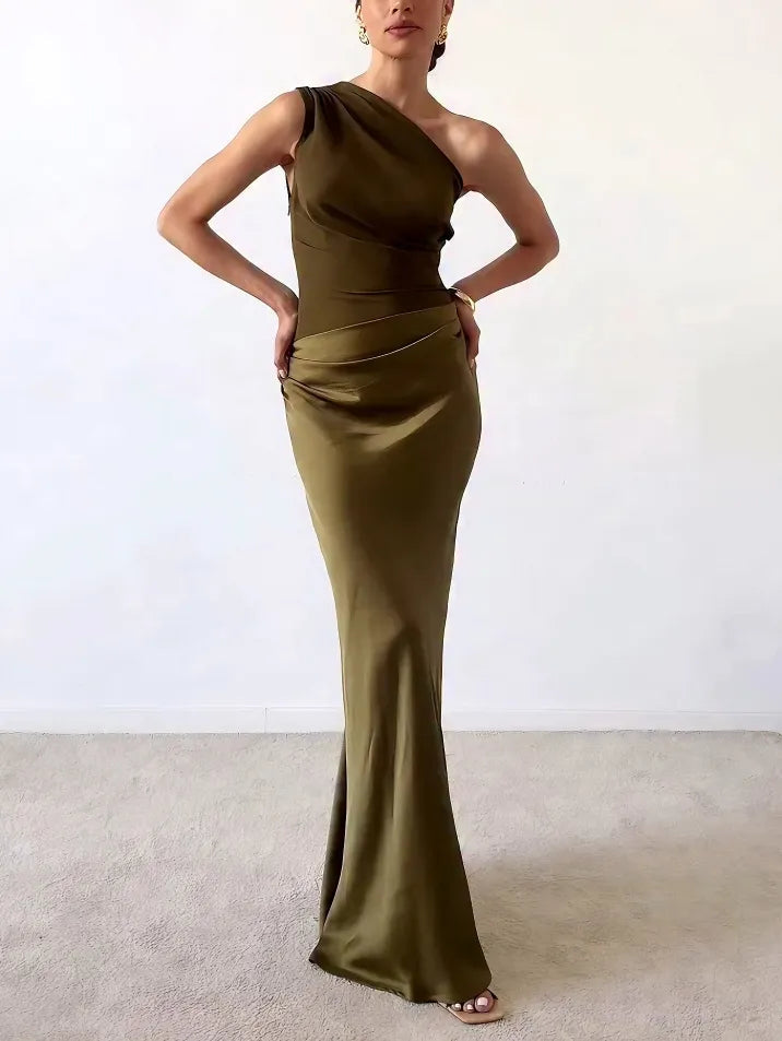 Ava | Timeless One Shoulder Winter Wedding Guest Maxi Dress