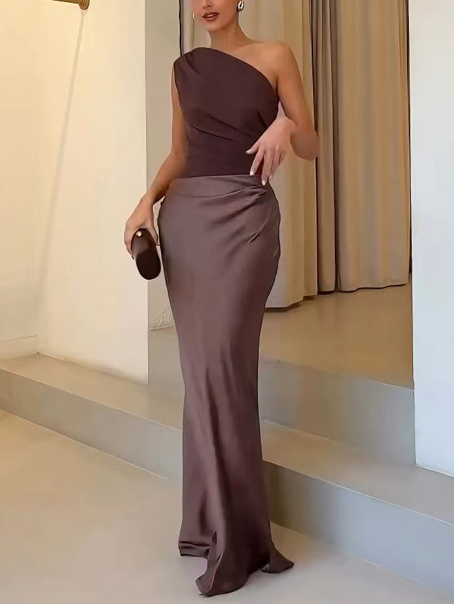 Ava | Timeless One Shoulder Winter Wedding Guest Maxi Dress