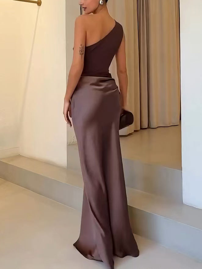 Ava | Timeless One Shoulder Winter Wedding Guest Maxi Dress