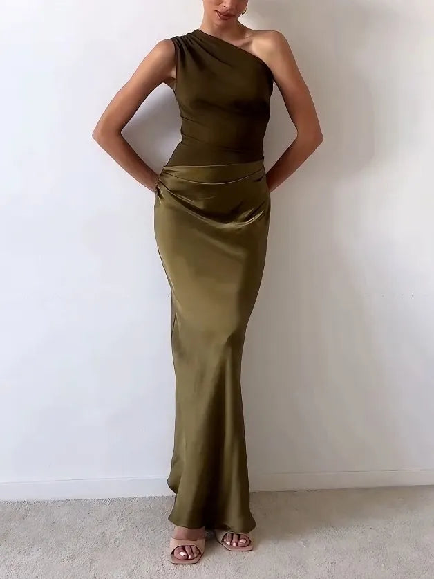 Ava | Timeless One Shoulder Winter Wedding Guest Maxi Dress