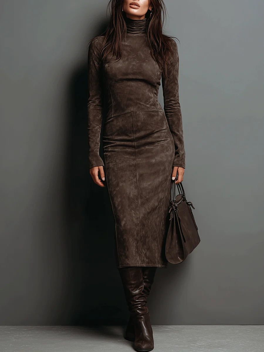 Barbara | Effortless Turtleneck Midi Fall Wedding Guest Dress