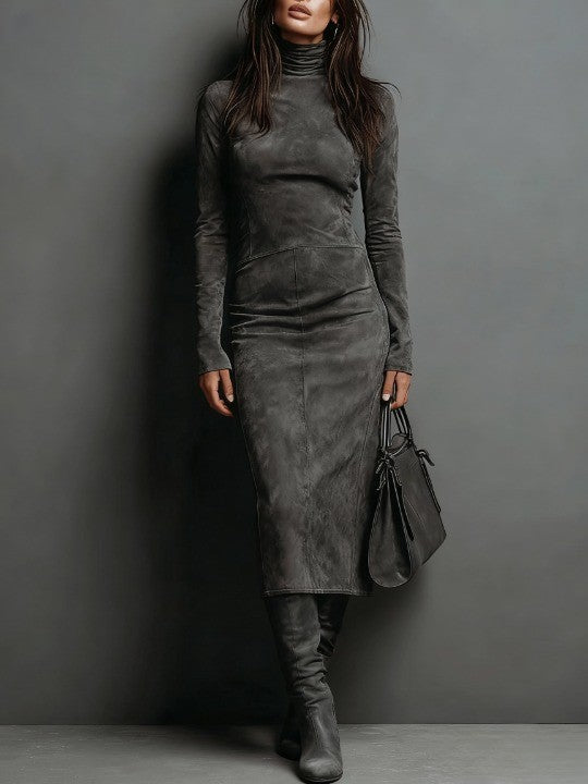 Barbara | Effortless Turtleneck Midi Fall Wedding Guest Dress