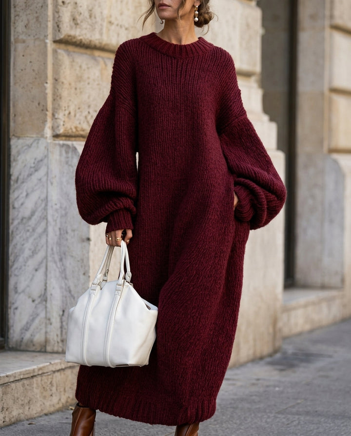 Barbara | Oversized Balloon Sleeve Maxi Sweater Dress