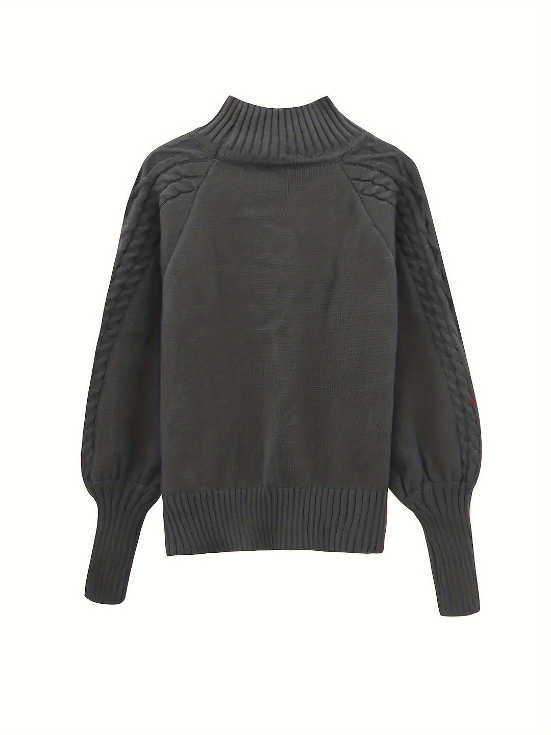 Barbara | Polished Cable Knit Puff Sleeve Turtleneck Sweater