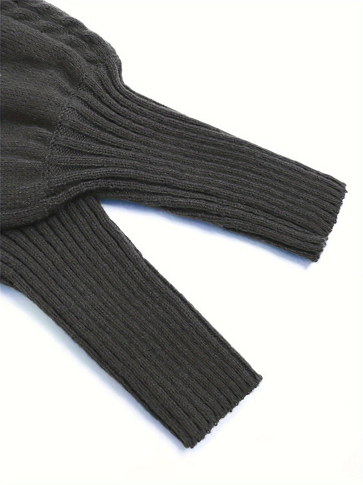 Barbara | Polished Cable Knit Puff Sleeve Turtleneck Sweater
