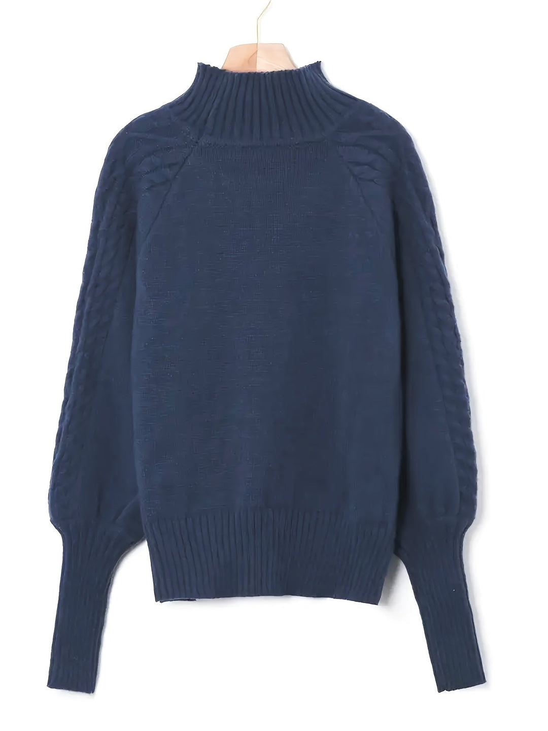 Barbara | Polished Cable Knit Puff Sleeve Turtleneck Sweater