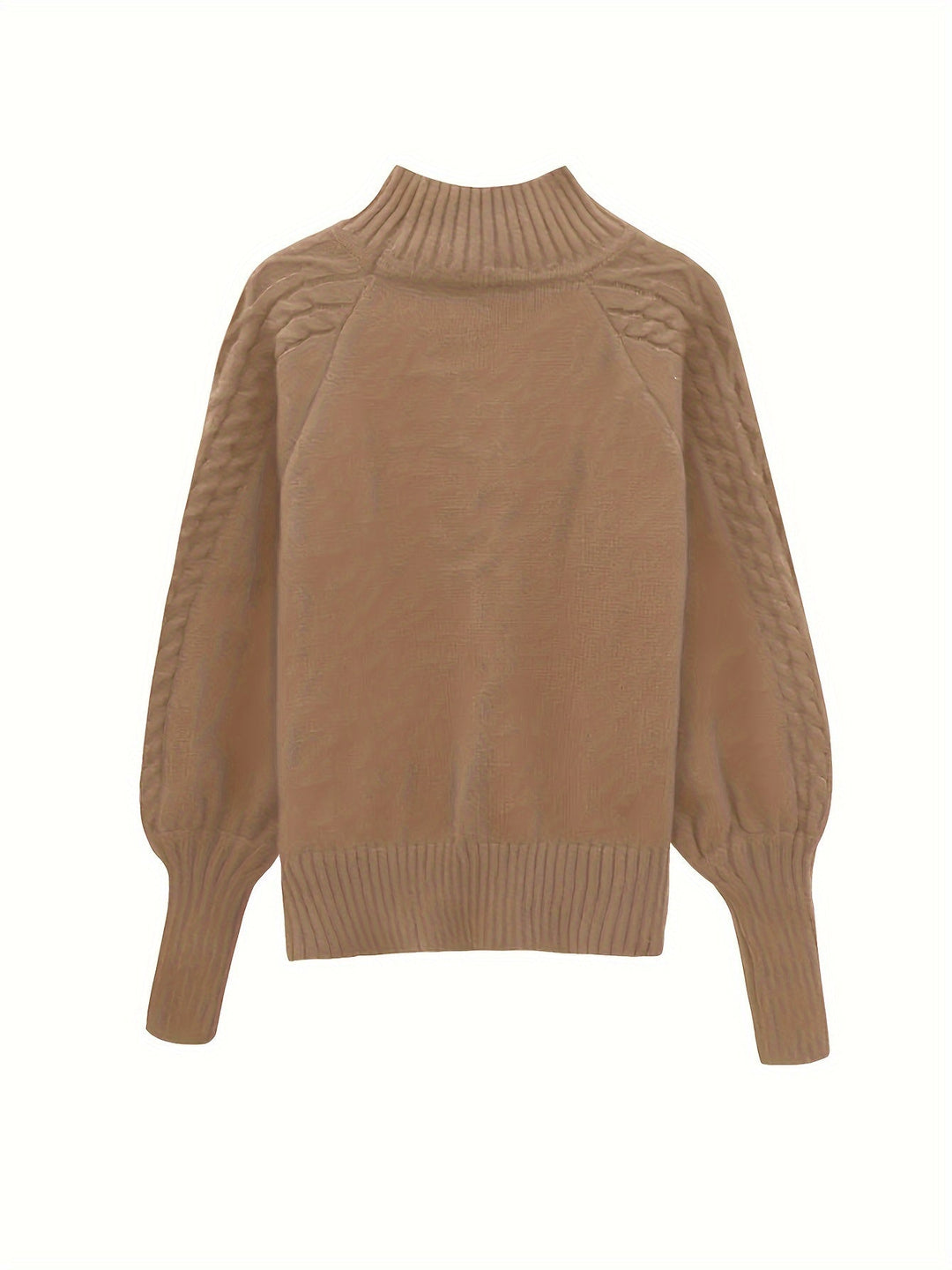 Barbara | Polished Cable Knit Puff Sleeve Turtleneck Sweater