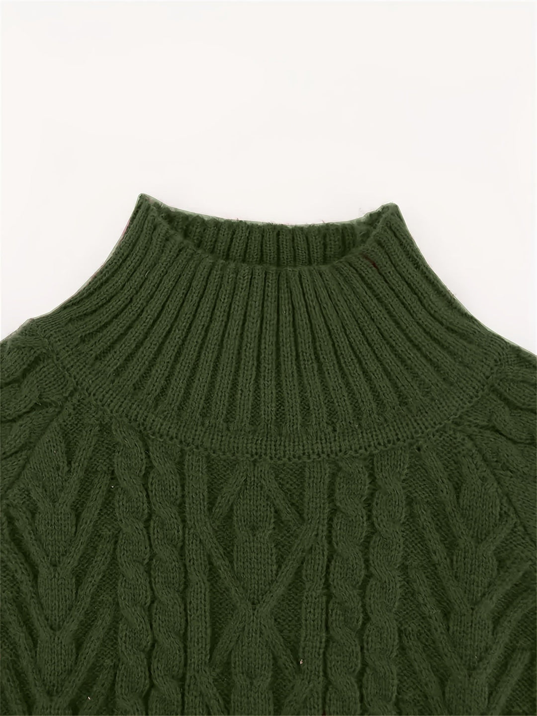 Barbara | Polished Cable Knit Puff Sleeve Turtleneck Sweater